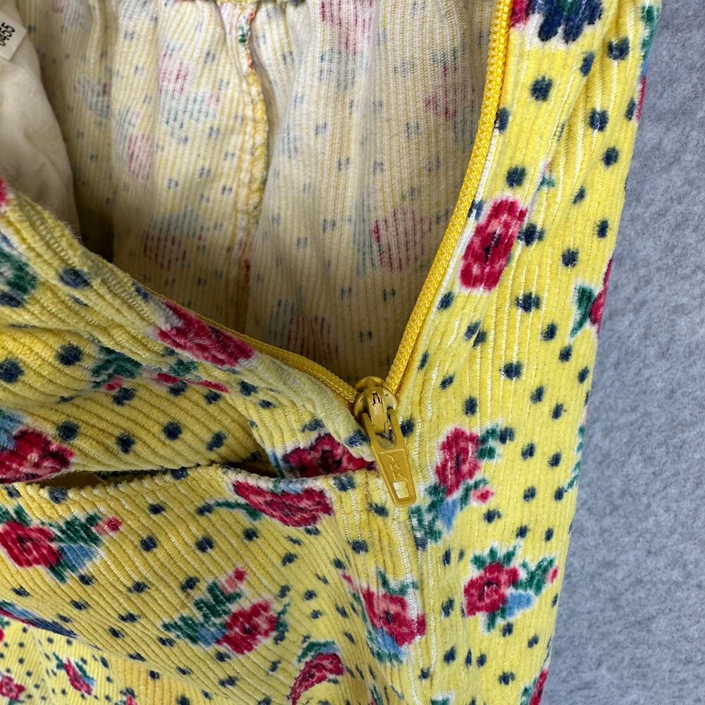 United Colors of Benetton Pants Girls Size 32 6 Yellow Floral Corduroy Side Zip - Picture 5 of 13
